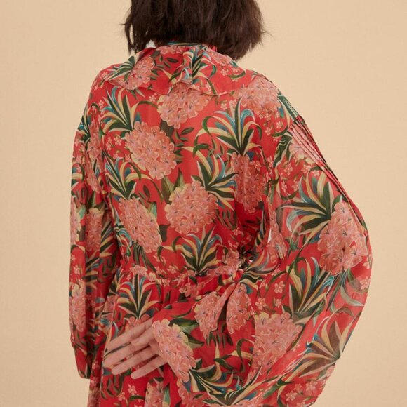 FARM RIO Red pineapple bloom v neck mini dress *flawed* - Picture 4 of 12